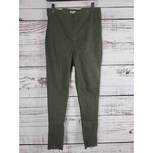 Free People Pull On Jeans 29 Womens Olive Green Skinny Leg Raw Hem Stretchy